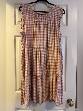 Old Navy Plaid Sleeveless Tiered Dress